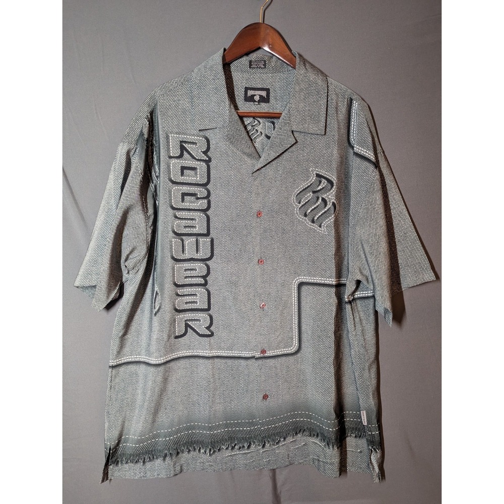 VTG Rocawear XXL Korea Button Shirt Faux Denim B-Boy‎ Y2K Hip-Hop Streetwear